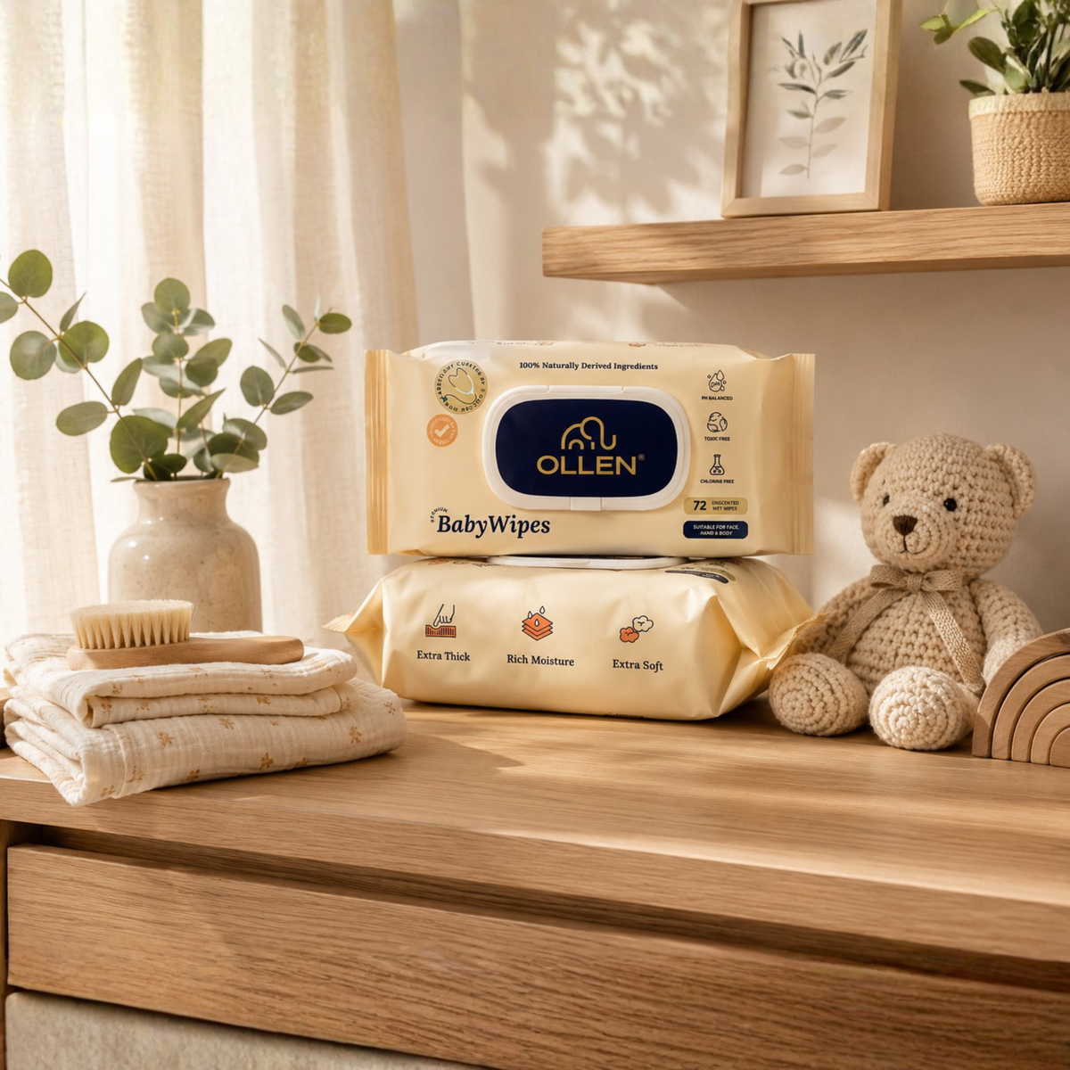 OLLEN PureTouch Baby Wipes ( Wipes Pack of 2 )
