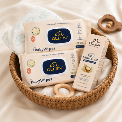 Baby Massage Oil + Baby Wet Wipes (2) Combo