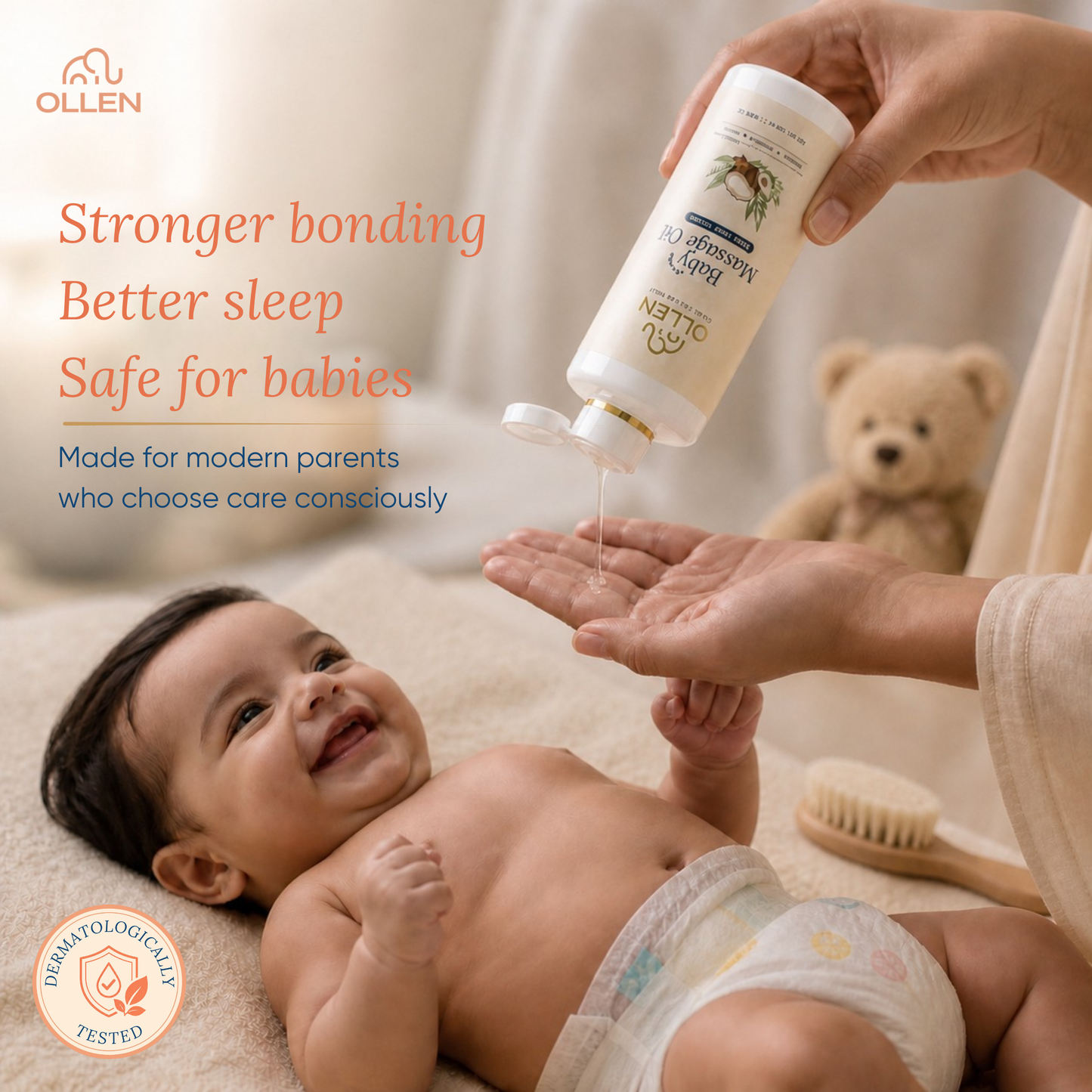 OLLEN Wood Cold Pressed Baby Massage Oil