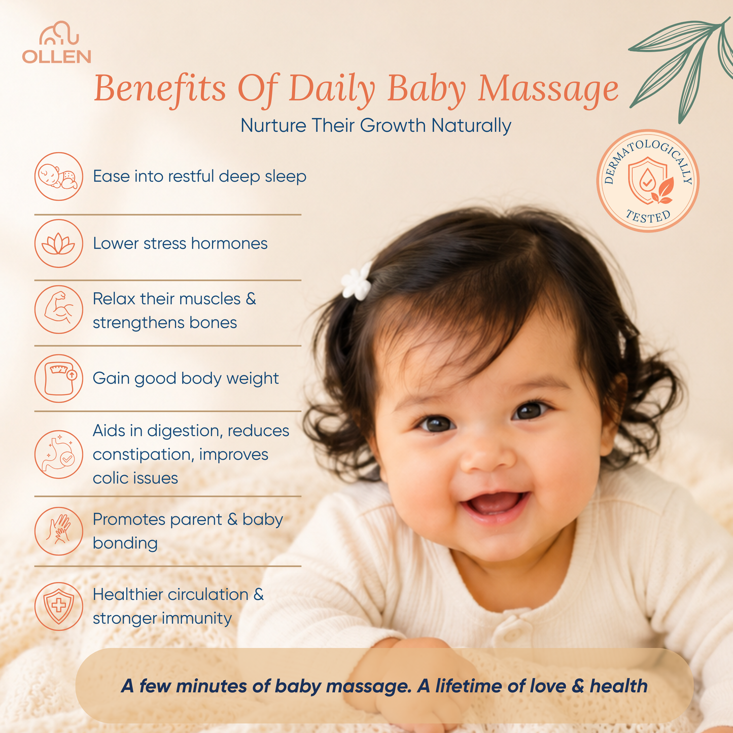 OLLEN Wood Cold Pressed Baby Massage Oil