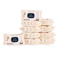 OLLEN Pure water Unscented Baby Wipes with lid- Safe, 100% Plant Made Fabric, Cotton Cloth Like Super thick, Dermatologically Tested- Natural Wet Wipes with Aloe vera & Chamomile ( Wipes Pack of 10 )