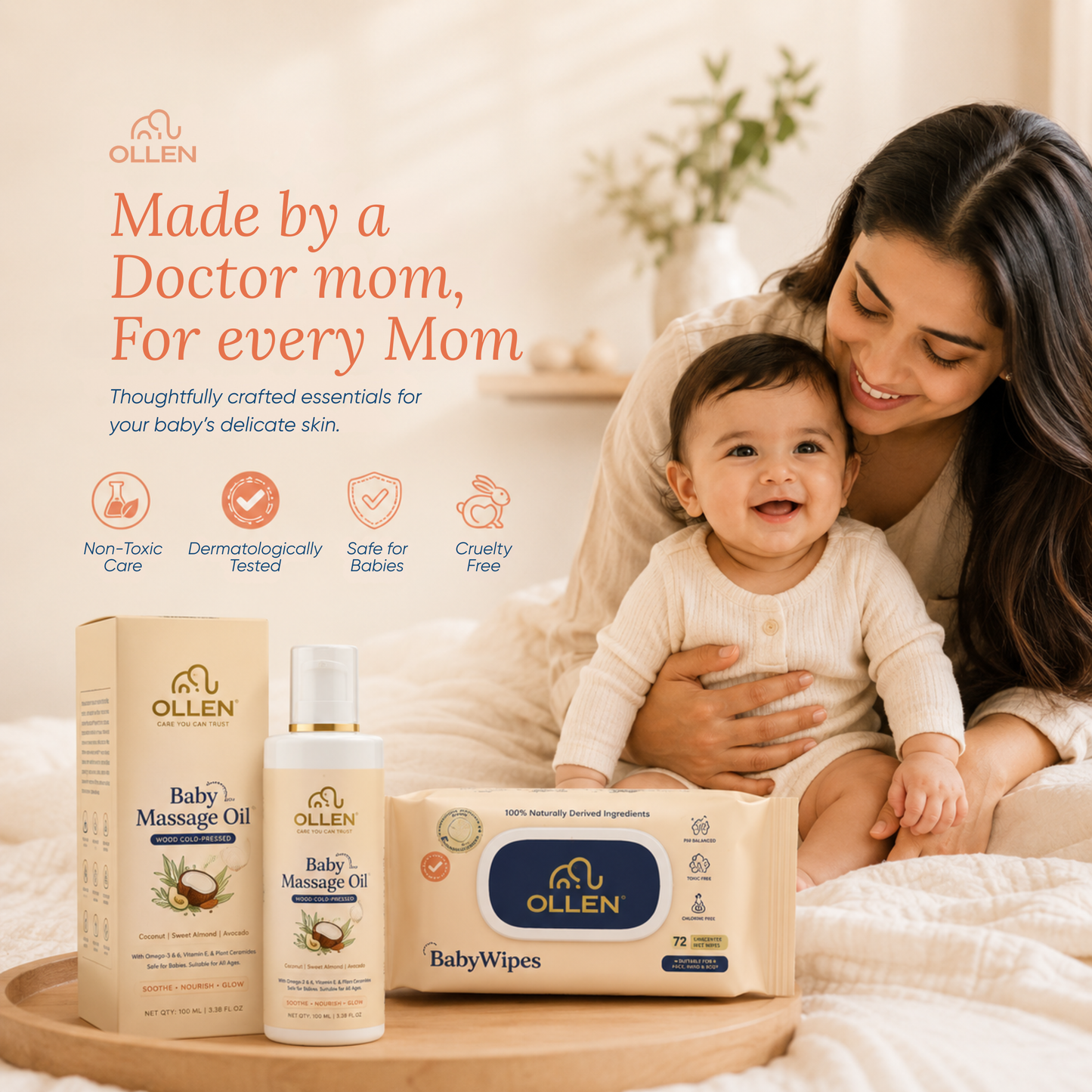 Baby Massage Oil + Baby Wet Wipes (2) Combo
