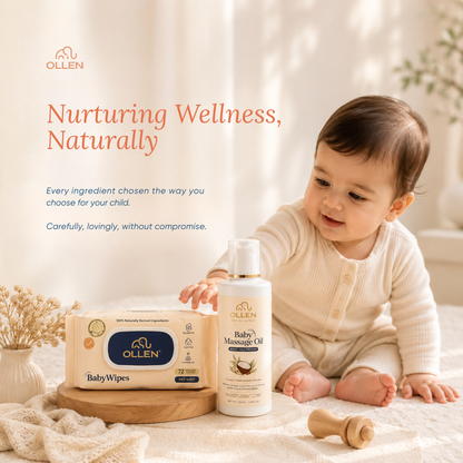 Baby Massage Oil + Baby Wet Wipes (2) Combo
