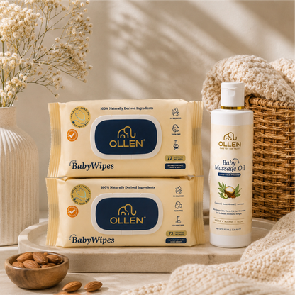 Baby Massage Oil + Baby Wet Wipes (2) Combo