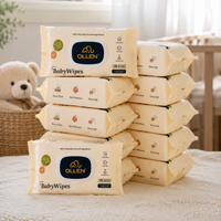 OLLEN Pure Water Unscented Baby Wipes- 100% Plant Made Fabric ( Wipes Pack of 12 )