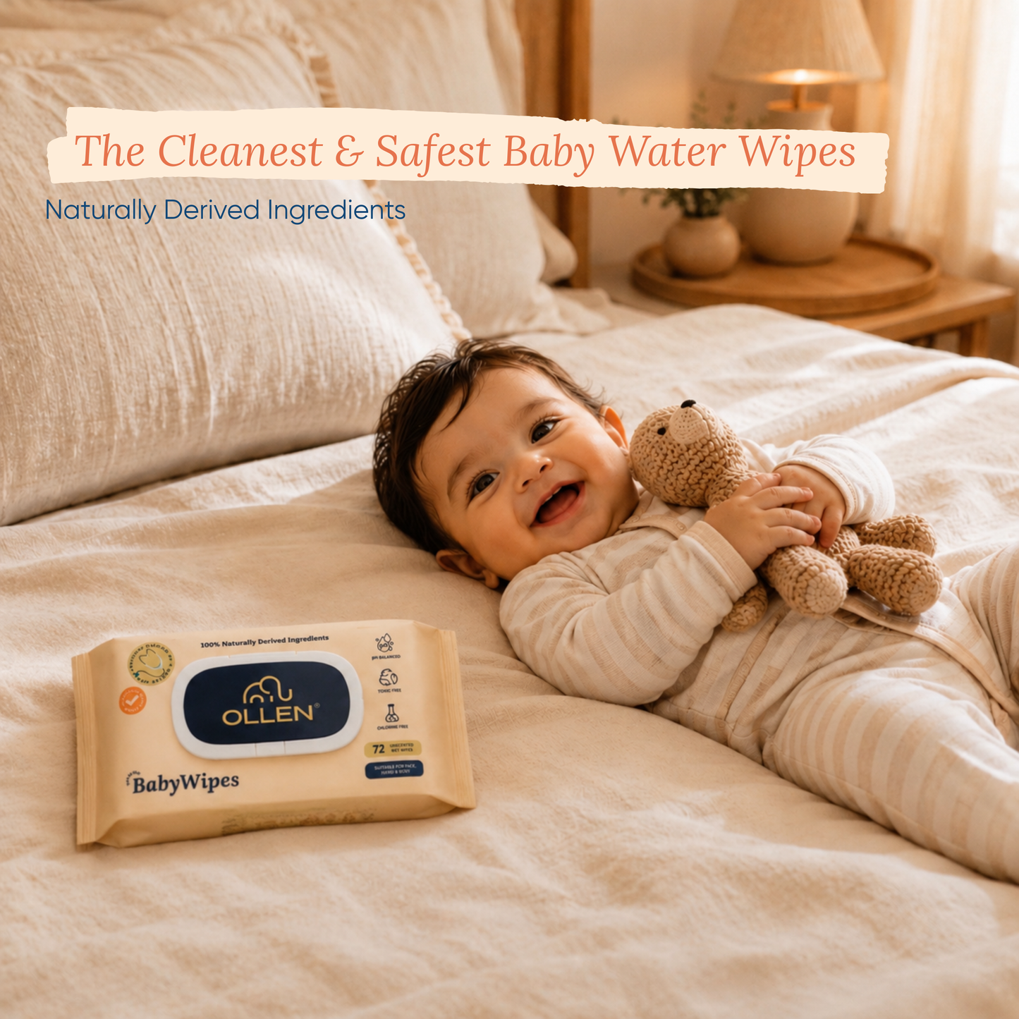 OLLEN PureTouch Baby Wipes ( Wipes Pack of 12 )