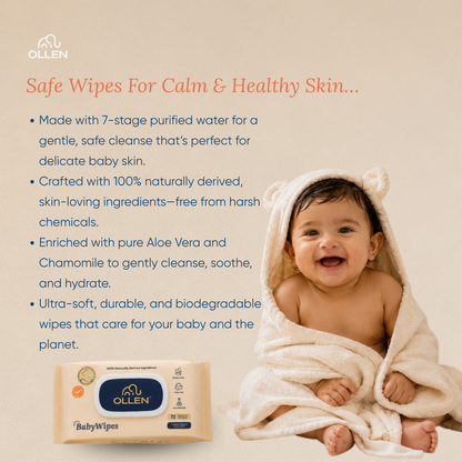 OLLEN PureTouch Baby Wipes ( Wipes Pack of 12 )