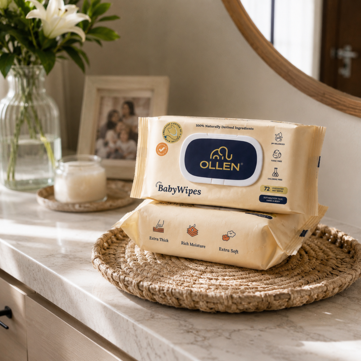 OLLEN PureTouch Baby Wipes ( Wipes Pack of 2 )