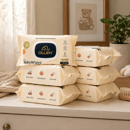 OLLEN PureTouch Baby Wipes (Wipes Pack of 6)